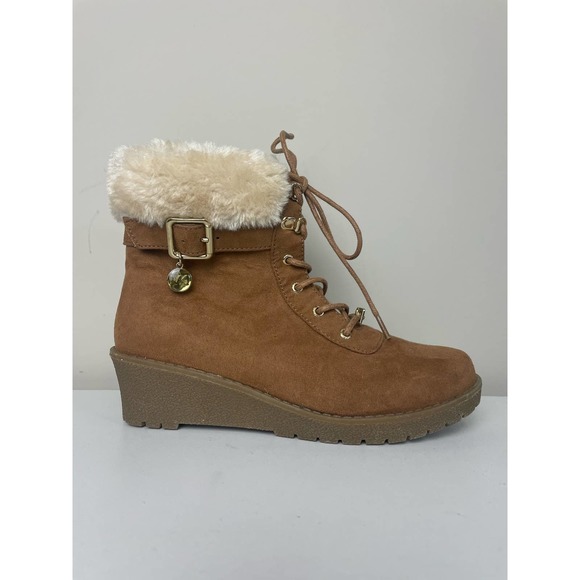 Michael Kors Other - Michael Kors Myra Wendee Chestnut Boots Girl’s 5 Lace Up Wedge